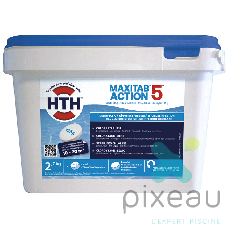 CHLORE LENT MULTI ACTION 5 HTH MAXI TAB 2.7KG 135G