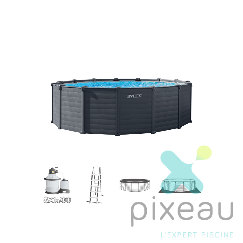 PISCINE TUBULAIRE INTEX GRAPHITE RONDE 4.78M X 1.24M