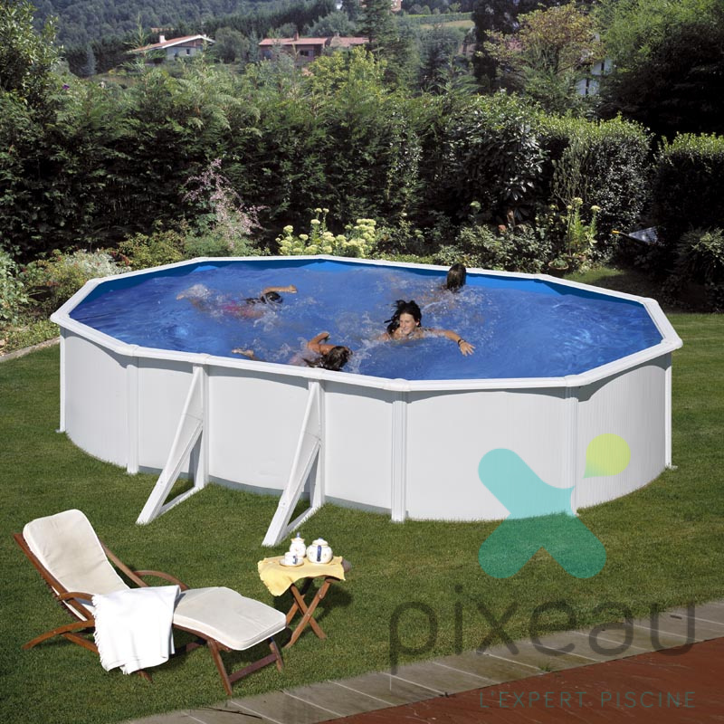 PISCINE GRE FIDJI ACIER BLANC 610X375 H120 AVEC RENFORTS