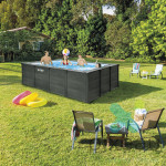 KIT PISCINE GRAPHITE RECT TUBULAIRE (L)4,00 x (l)3,00 x (h)1,24m